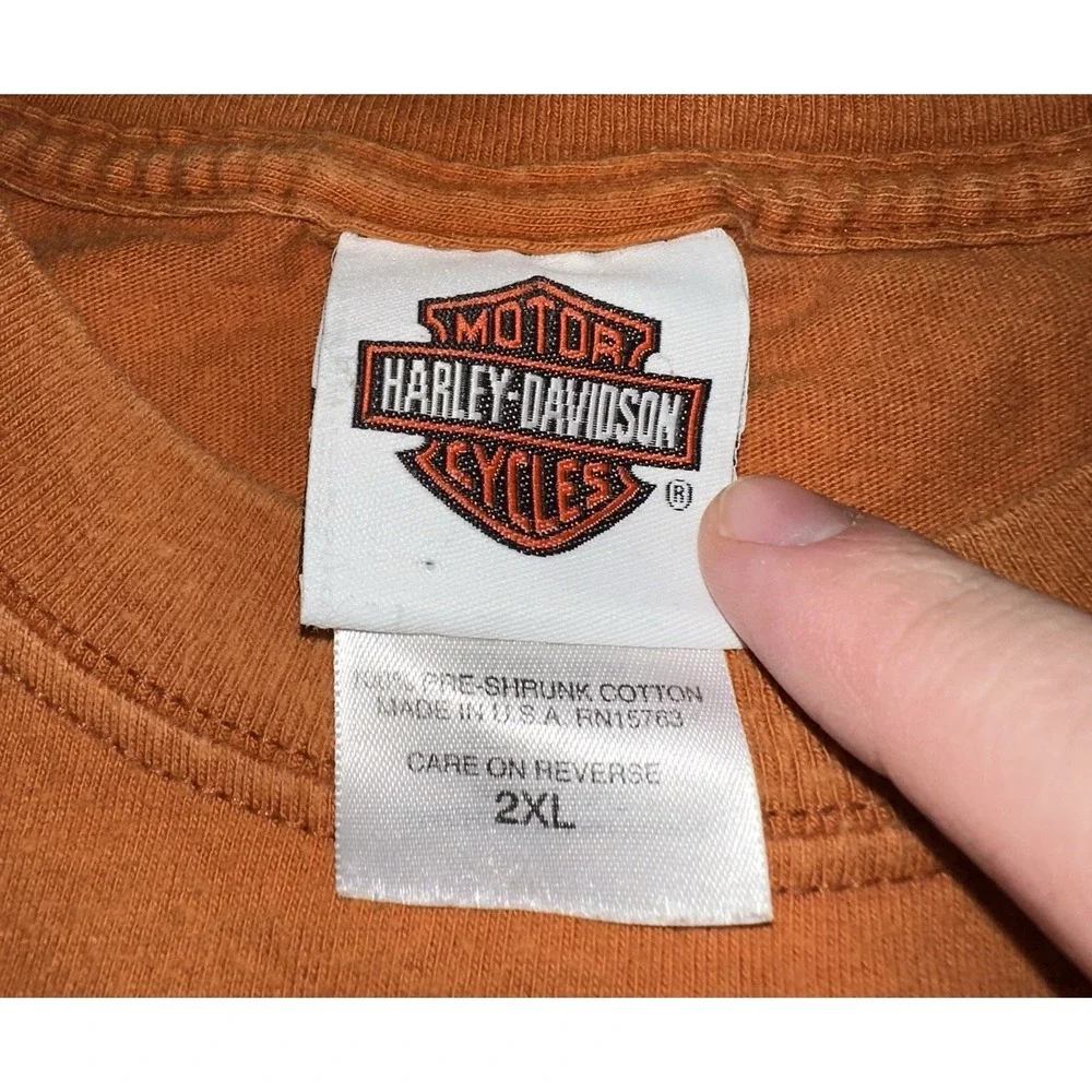 Harley-Davidson Orange T-Shirt Men's 2XL‎ Charleston, South Carolina Vintage Y2K